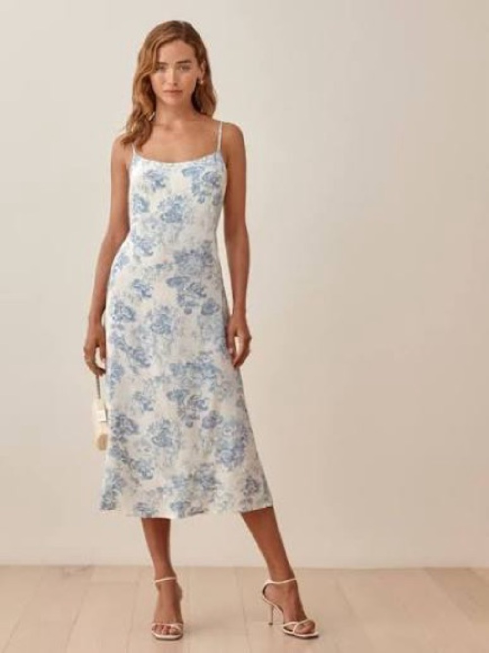 Reformation Blue Floral Midi Slip Dress